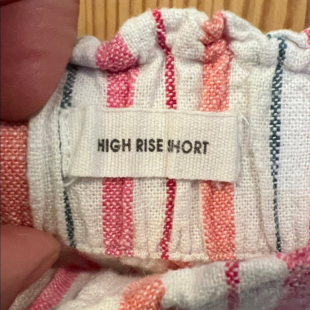 LOFT Pink and White Linen Blend Sherbet Striped Women's Bermuda Shorts Sz L - Picture 5 of 6